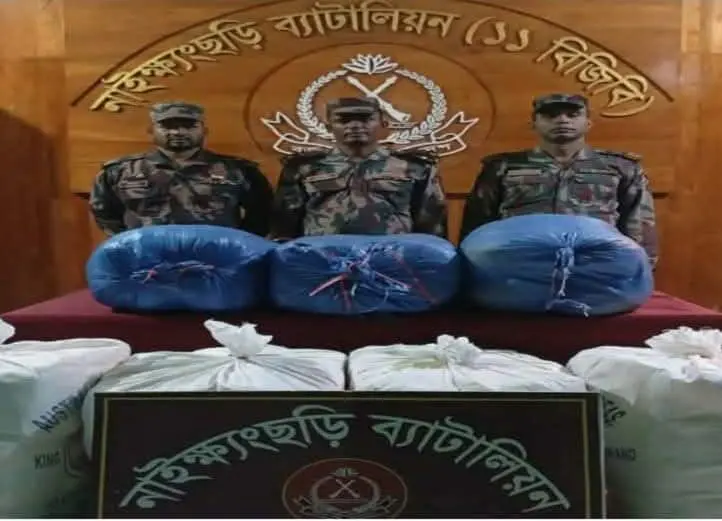 নাইক্ষ‍্যংছড়ি সীমান্ত দিয়ে"মিয়ানমারে পাচারের সময় বিপুল পণ্য জব্দ করেছে বিজিবি
