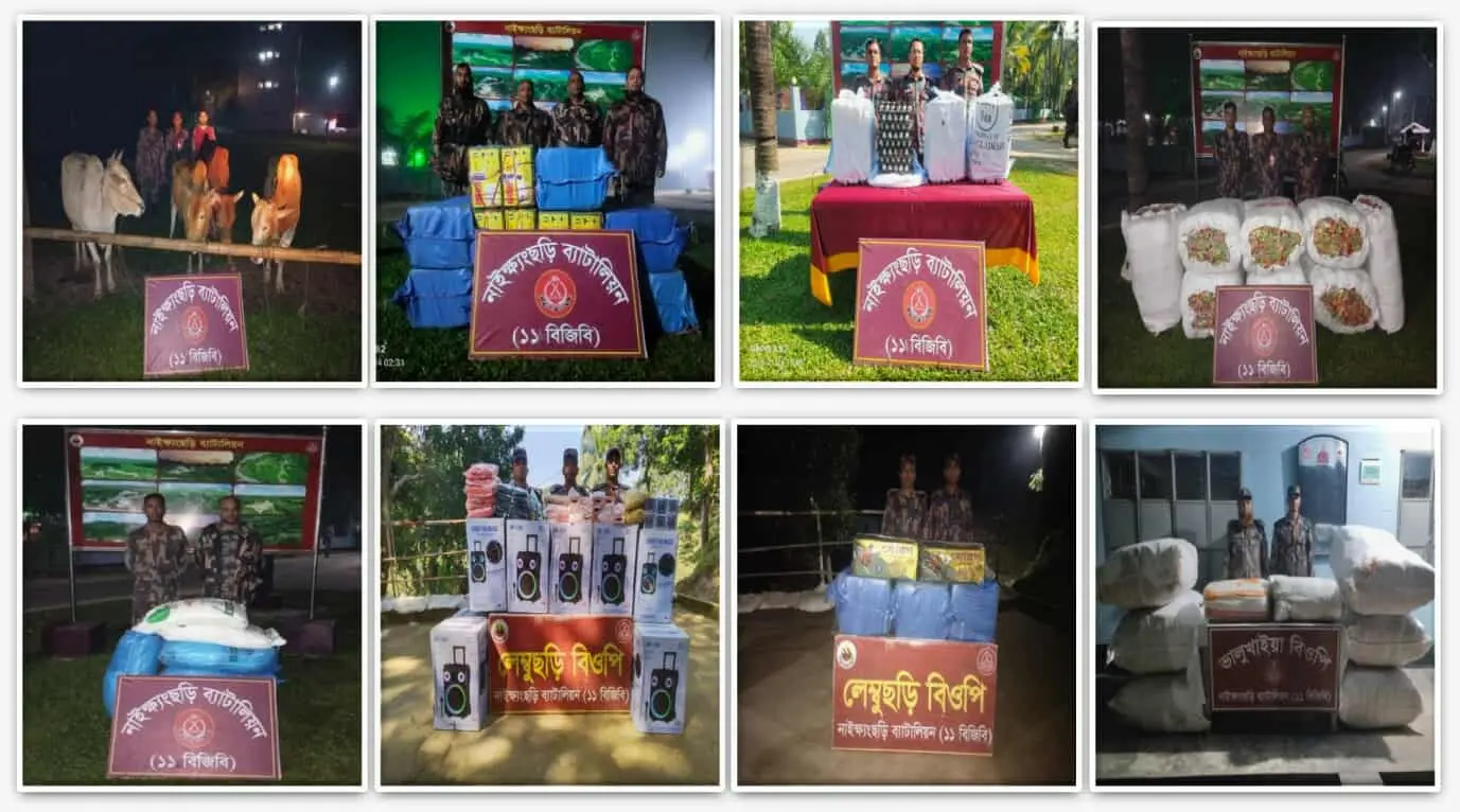 নাইক্ষ্যংছড়ি সীমান্তে চোরাচালান বন্ধে কঠোর অবস্থানে বিজিবি, বিপুল মালামাল আটক