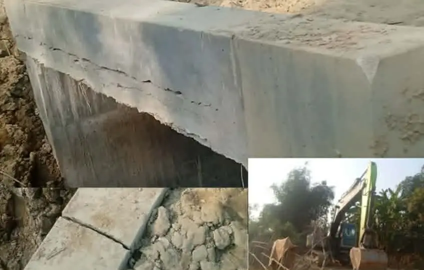 রামুর উখিয়ারঘোনায় নবনির্মিত কালভার্টে ফাটল