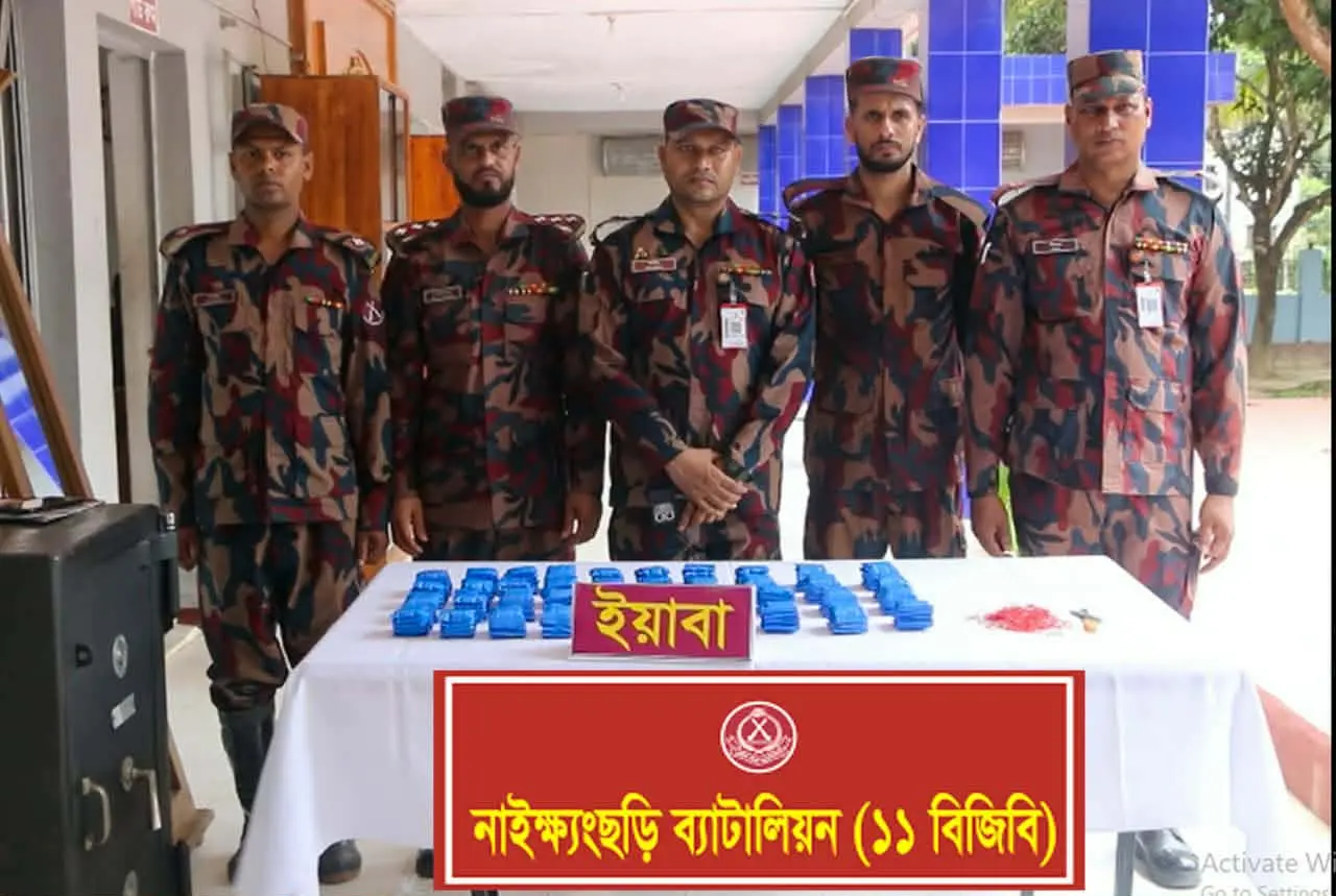 নাইক্ষ্যংছড়ি বিজিবির অভিযান: কচ্ছপিয়া থেকে দুই রঙের বিপুল ইয়াবা উদ্ধার